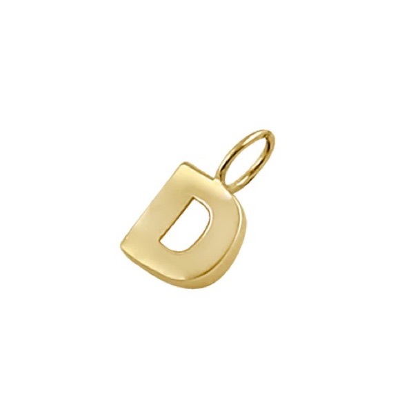 14K Solid Gold Letter D Initial Pendant - Picture 5 of 5